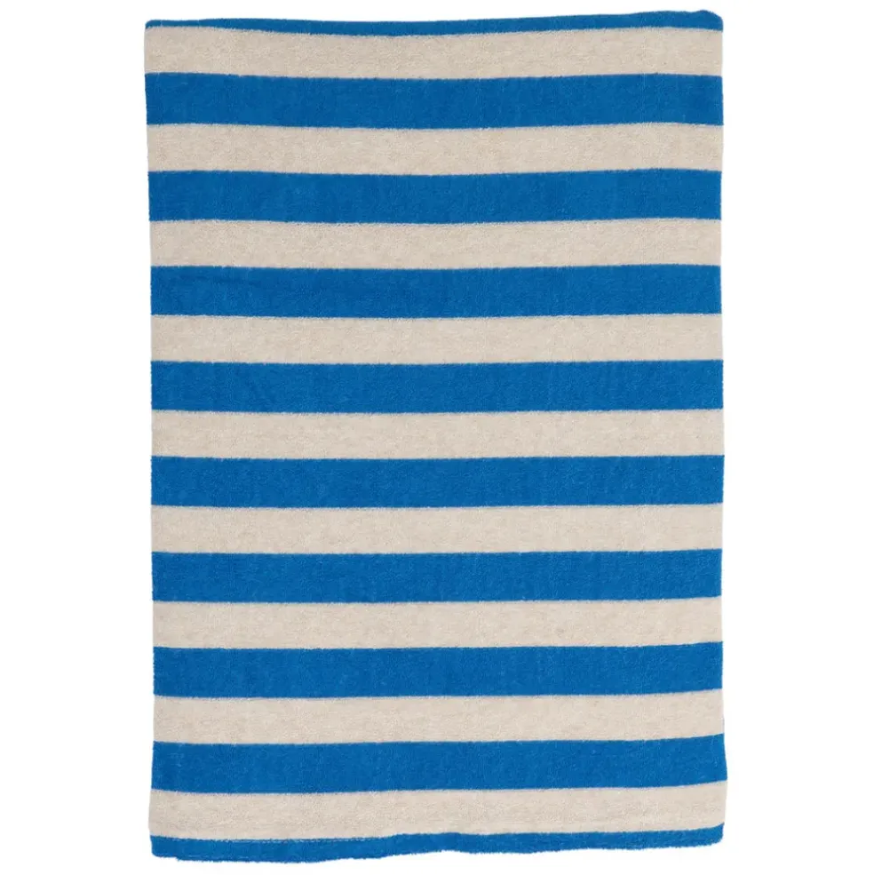Drap de plage en coton rayé indigo et blanc 180x90cm - Palma
