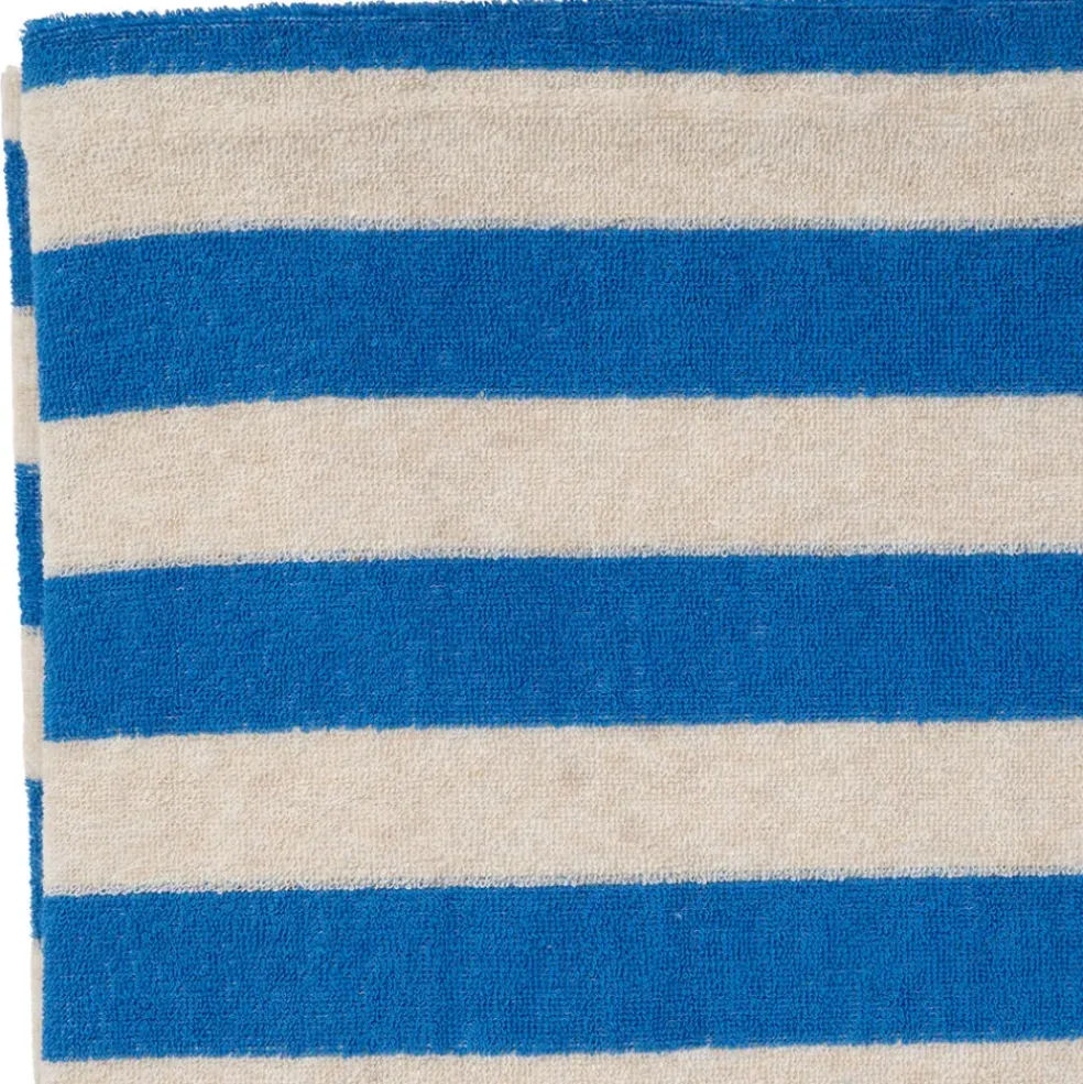Drap de plage en coton rayé indigo et blanc 180x90cm - Palma