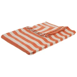 Drap de plage en coton rayé corail et blanc 180x90cm - Palma