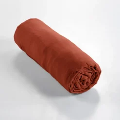 Drap housse en gaze de coton terracotta 90x190cm - Gaia