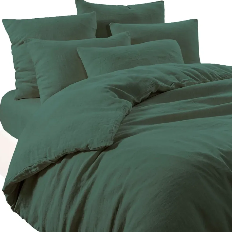 Drap housse en lin et coton pigeon 140x200cm - Limy