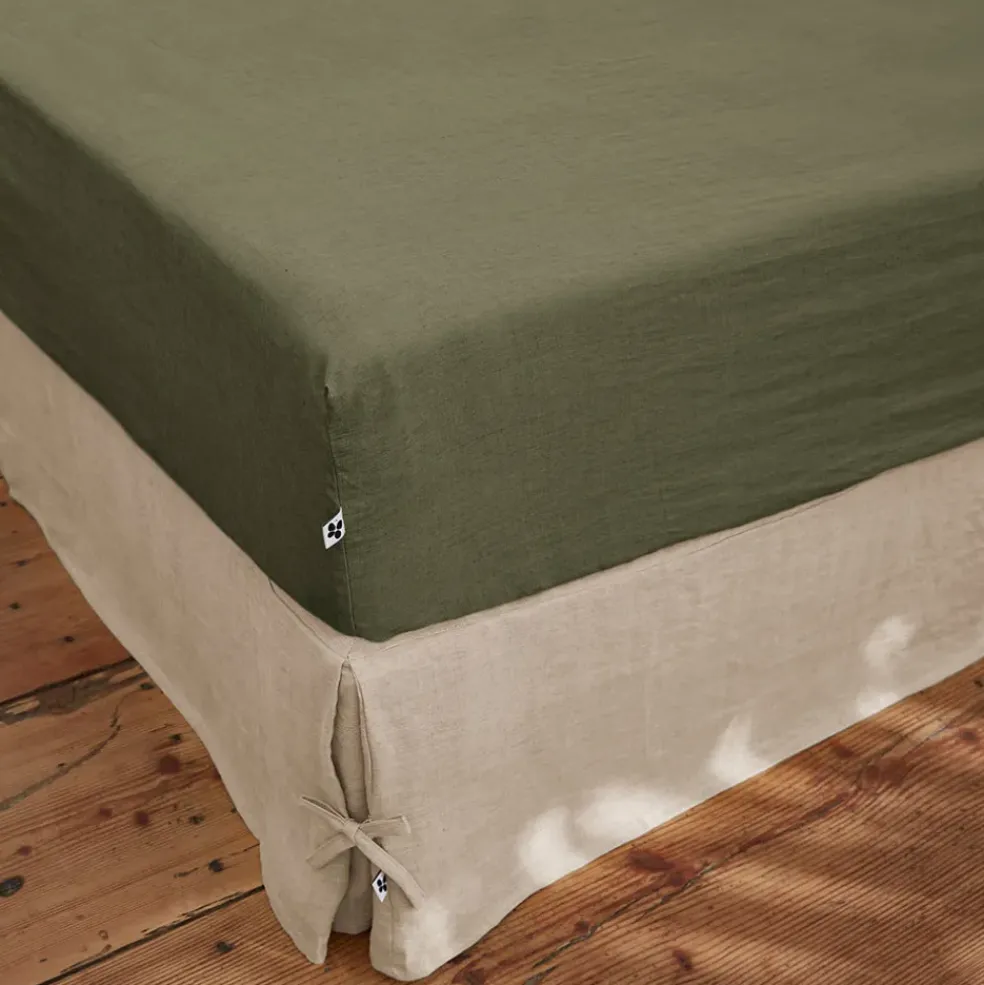 Drap housse en lin lavé thym 140x190cm - Soline