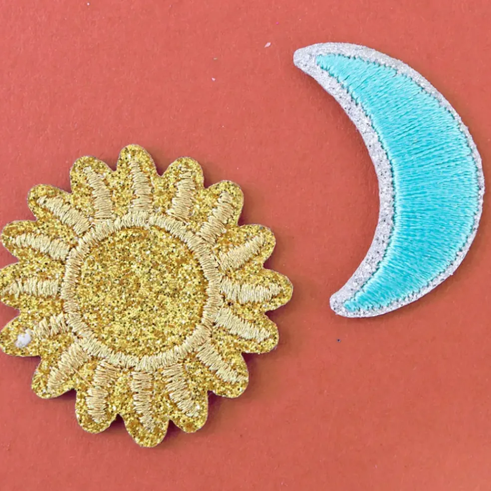 Ecusson thermocollant à paillettes - Soleil Et Lune
