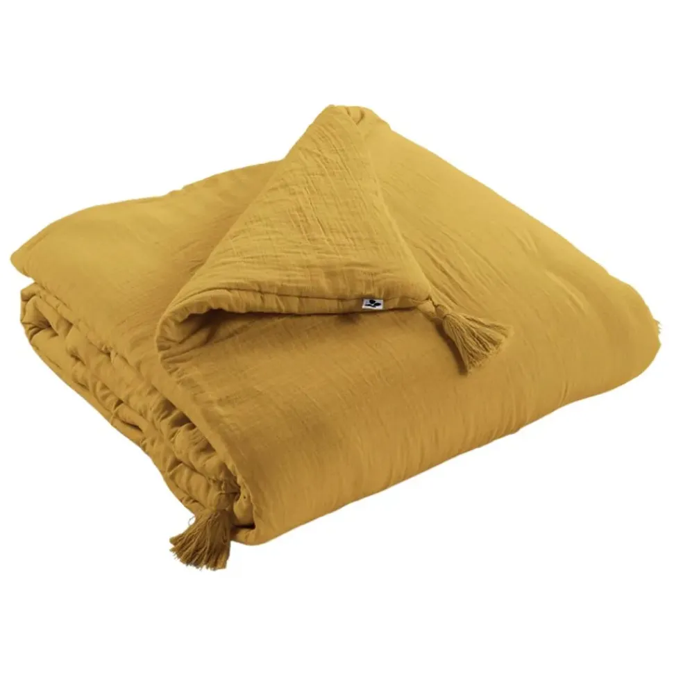 Edredon safran en gaze de coton 150x150cm - Gaia