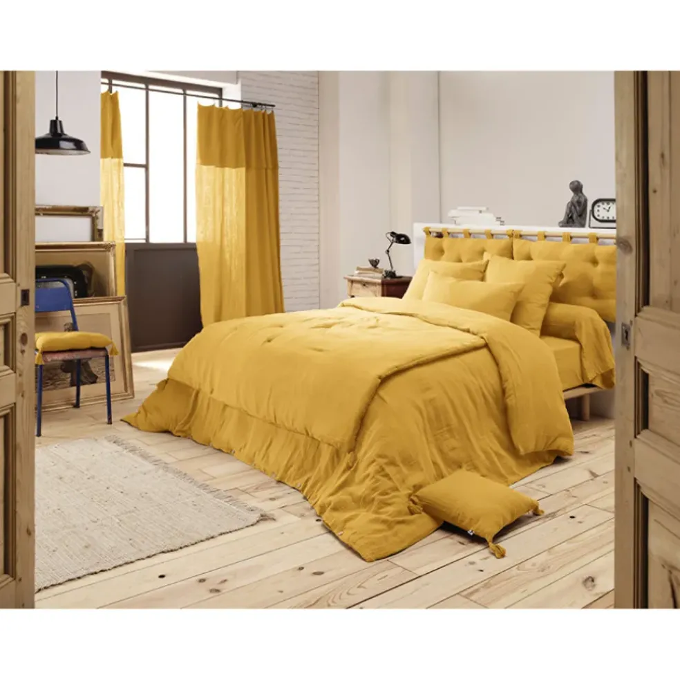 Edredon safran en gaze de coton 150x150cm - Gaia