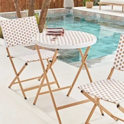 Ensemble table et chaises de jardin en résine naturelle - Bellano