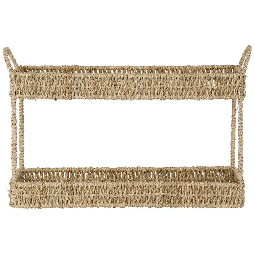 Etagere 2 niveaux en jonc de mer naturel h26.5cm - Borneo