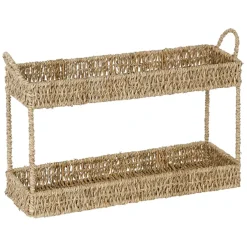Etagere 2 niveaux en jonc de mer naturel h26.5cm - Borneo