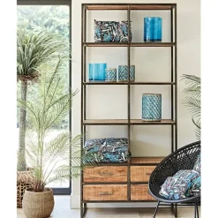 Etagère en fer noir et bois d' acacia H200cm- Factory