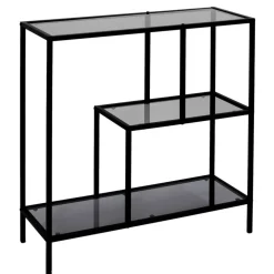 Etagère en fer noir et verre fumé h79cm - Edgard