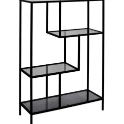 Etagère en fer noir et verre fumé h113cm - Edgard