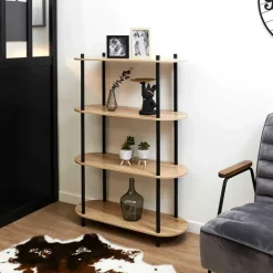Etagère en pin et bois naturel et noir h113cm - Cobe