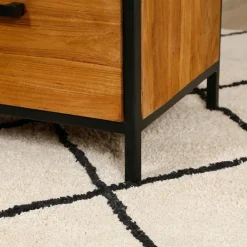 Etagère en teck massif recycle avec 3 tiroirs H190cm - Alix