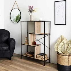 Etagère industrielle en bois et métal H113cm - Edgard