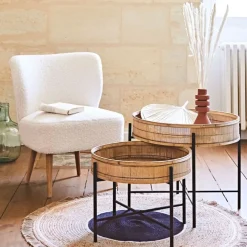 Fauteuil bouclette blanc crème - Elément