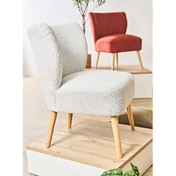 Fauteuil bouclette blanc - Eleonor
