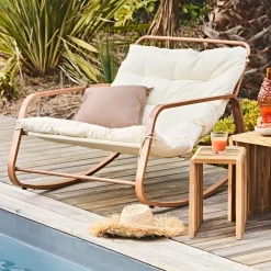 Fauteuil de jardin à bascule beige - Miami