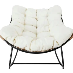 Fauteuil de jardin a bascule coussin beige -Tamia