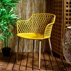 Fauteuil de jardin jaune en plastique malaga