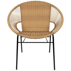 Fauteuil de jardin rond effet cannage naturel - Malaya