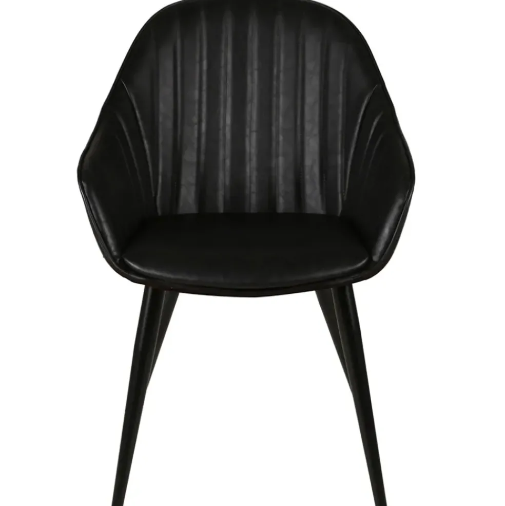 Fauteuil de salle à manger effet cuir noir - Ben