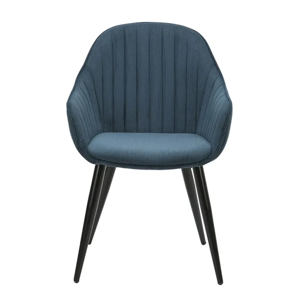 Fauteuil de salle à manger en velours côtelé bleu - Ben