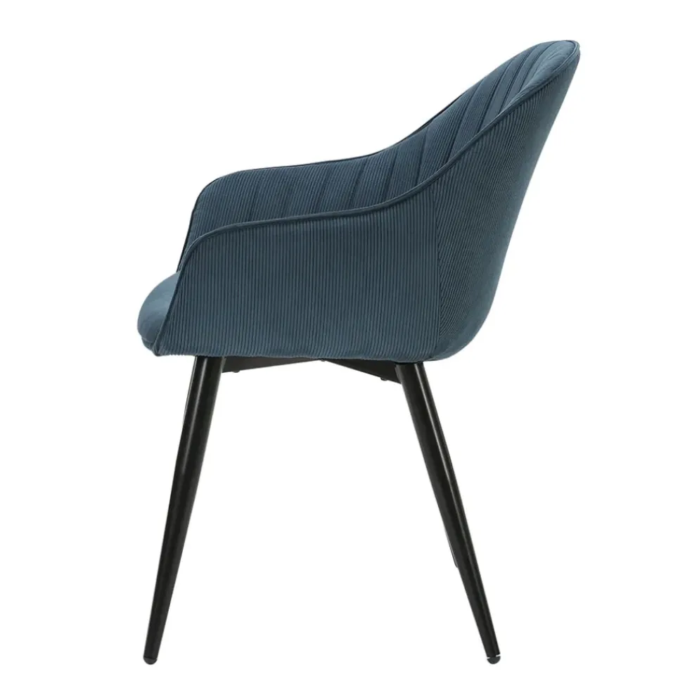 Fauteuil de salle à manger en velours côtelé bleu - Ben