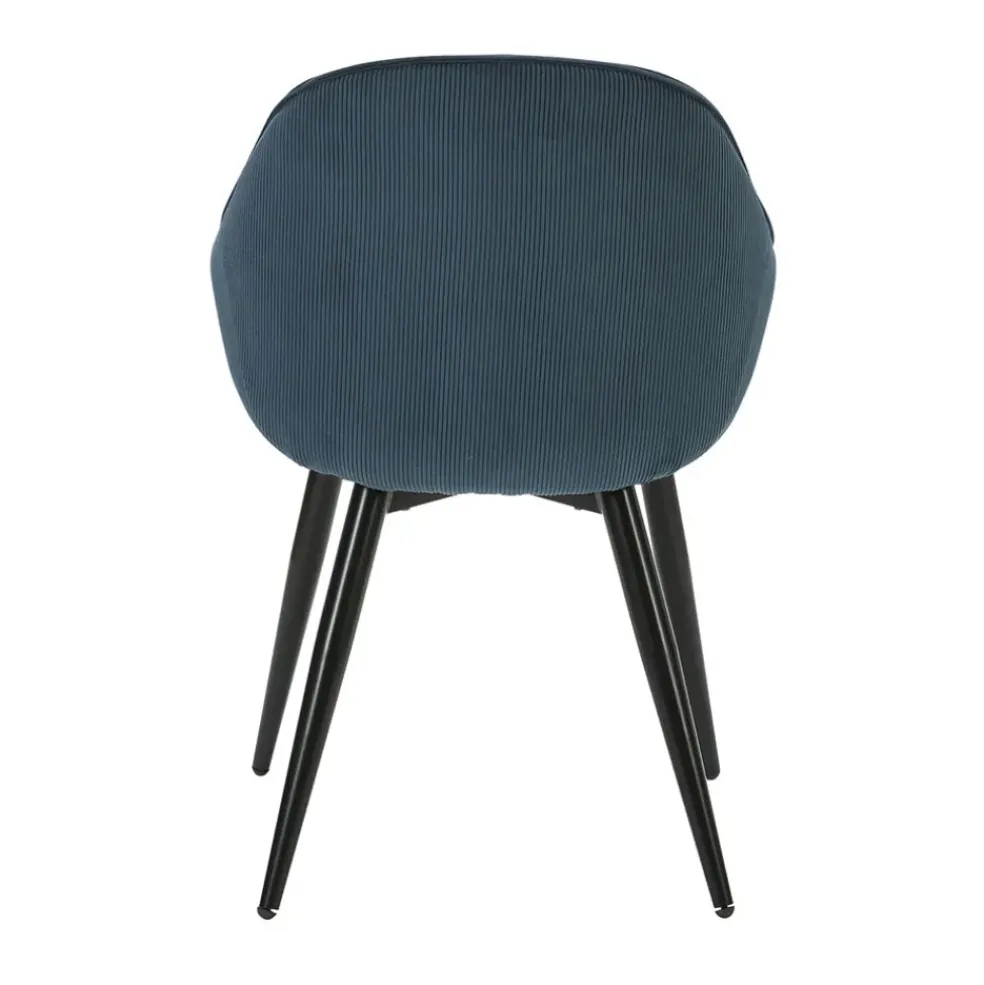 Fauteuil de salle à manger en velours côtelé bleu - Ben