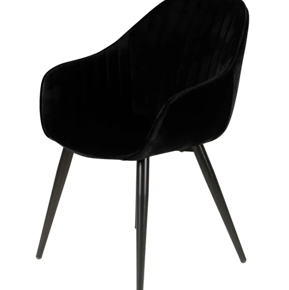 Fauteuil de salle à manger en velours noir - Ben