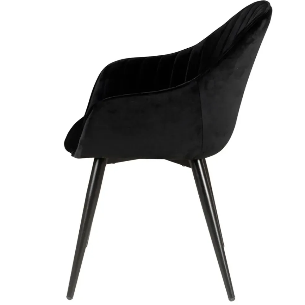 Fauteuil de salle à manger en velours noir - Ben