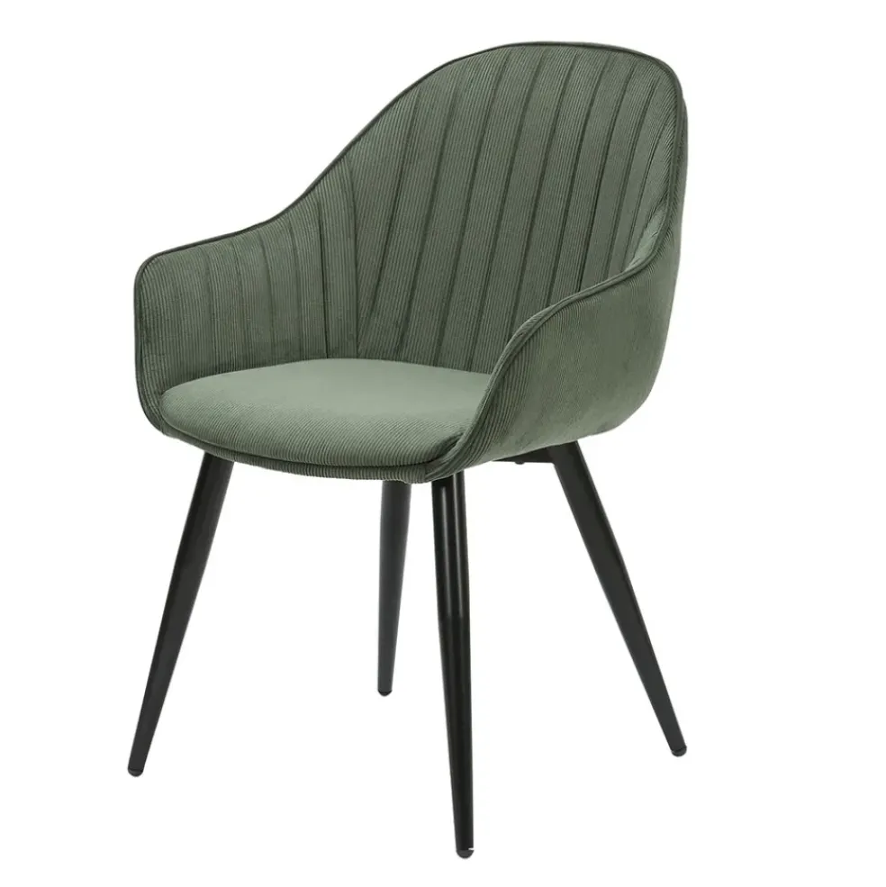 Fauteuil de salle à manger en velours côtelé kaki - Ben