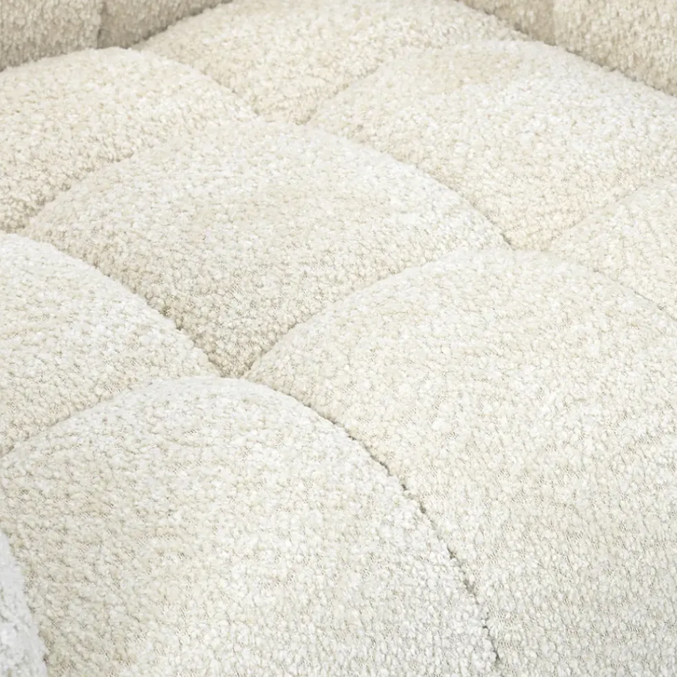 Fauteuil de salon en tissu effet bouclette écru - Beryl