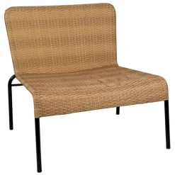 Fauteuil d'extérieur en acier et effet cannage naturel - Malaya