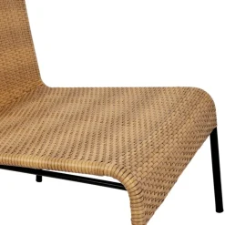 Fauteuil d'extérieur en acier et effet cannage naturel - Malaya