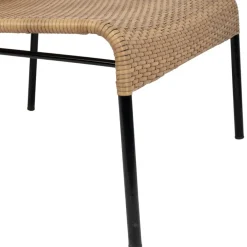 Fauteuil d'extérieur en acier et effet cannage naturel - Malaya