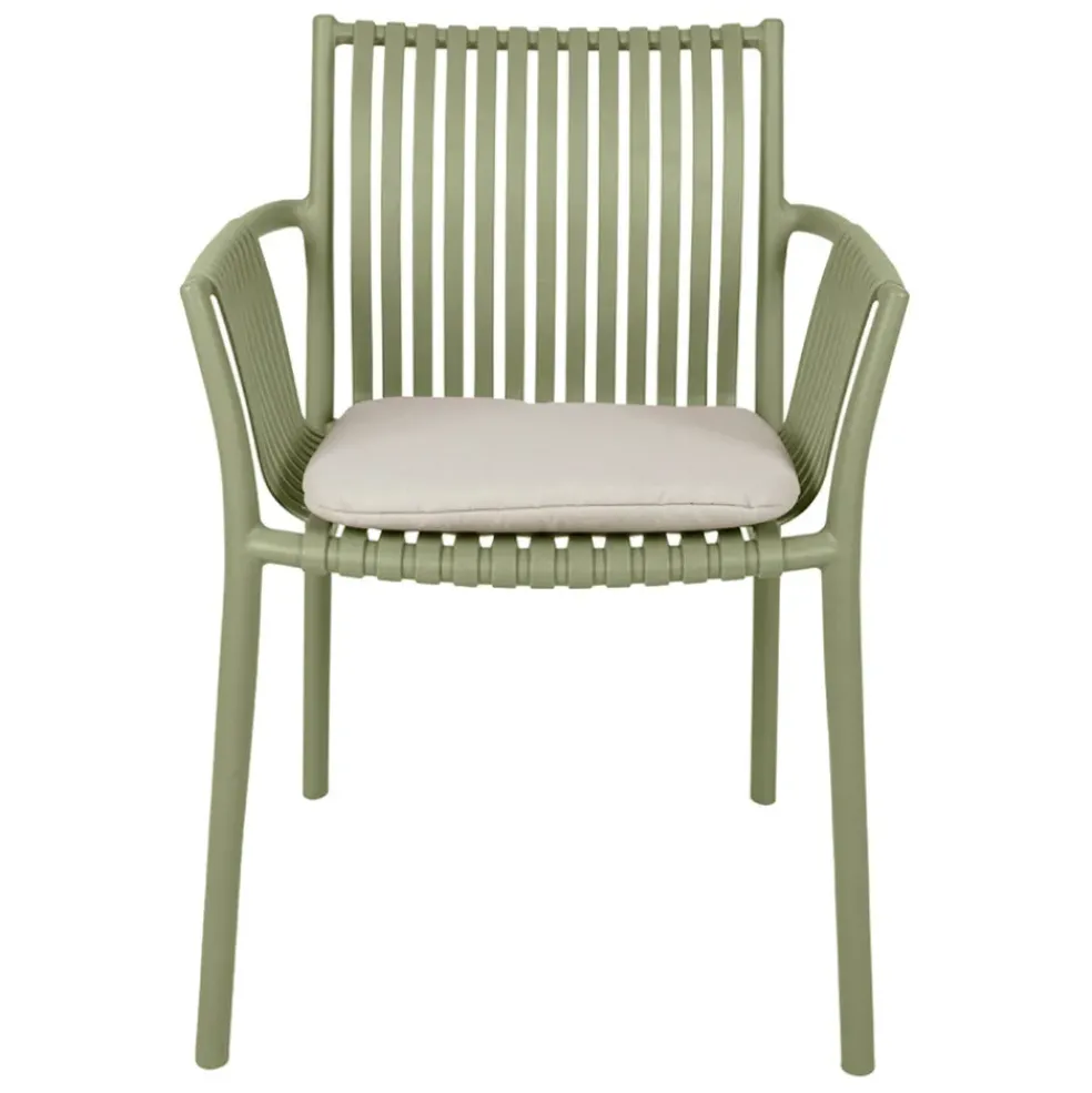 Fauteuil d'extérieur kaki avec coussin en tissu - Lumi