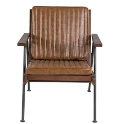Fauteuil effet cuir marron clair - Lewis