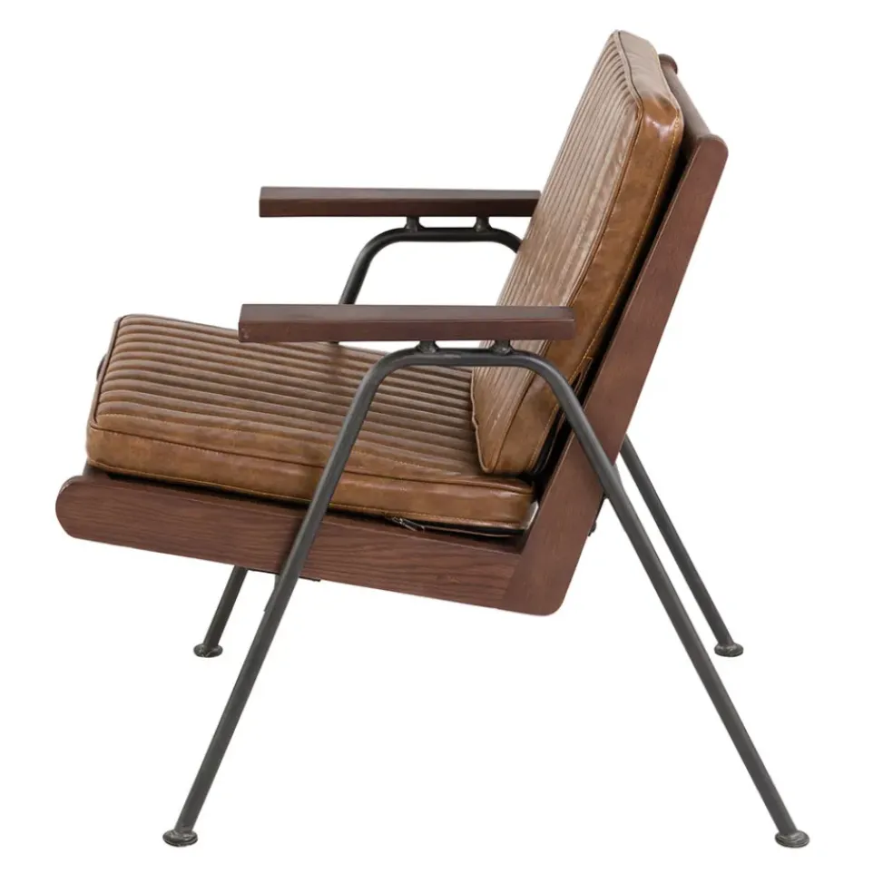 Fauteuil effet cuir marron clair - Lewis