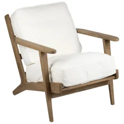 Fauteuil en coton blanc et chêne - Laureli