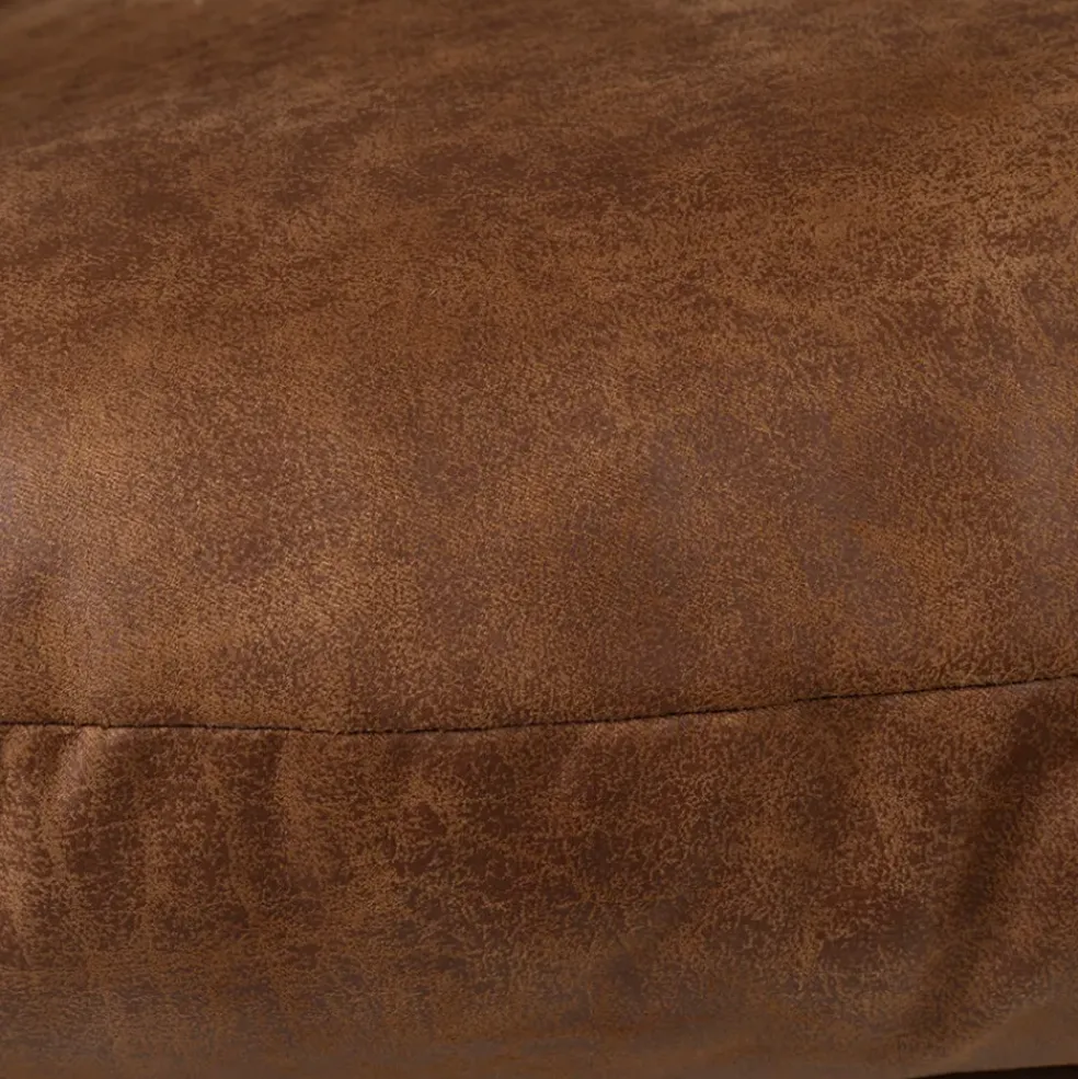 Fauteuil en simili-cuir brun et fer noir - Torsten