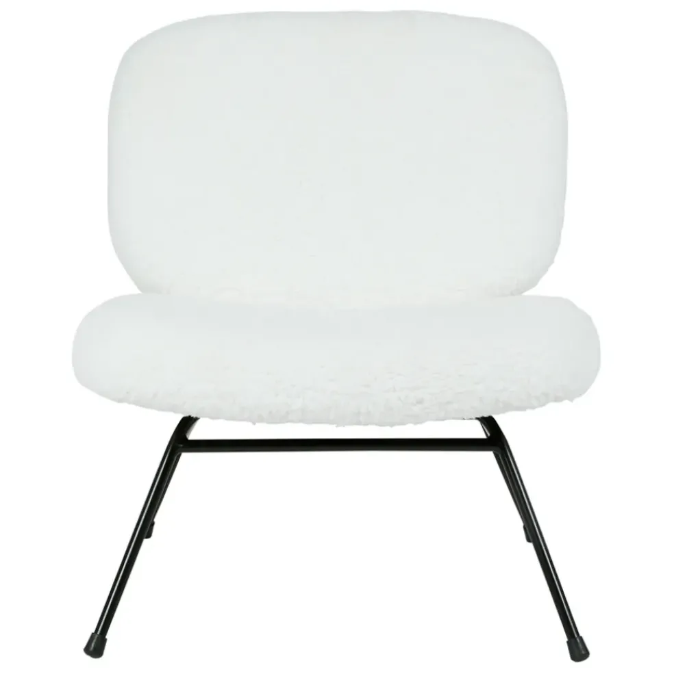 Fauteuil en tissu bouclette blanc et fer noir - Ethior