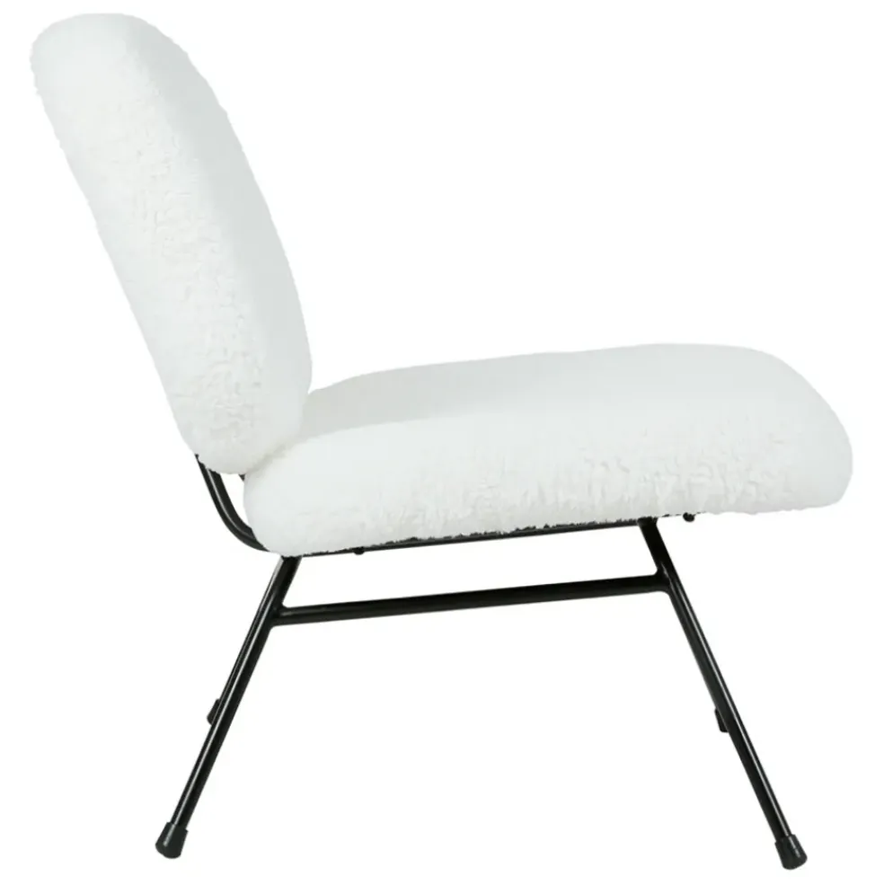 Fauteuil en tissu bouclette blanc et fer noir - Ethior