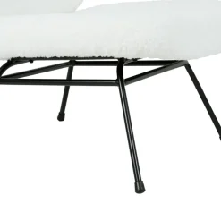 Fauteuil en tissu bouclette blanc et fer noir - Ethior