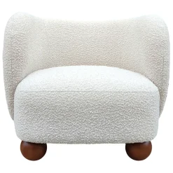 Fauteuil en tissu bouclette écru - Sixties