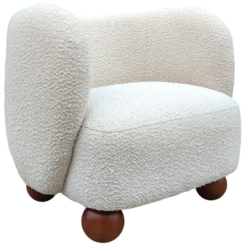 Fauteuil en tissu bouclette écru - Sixties