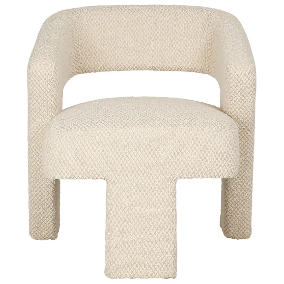 Fauteuil en tissu bouclette ivoire - Klosen