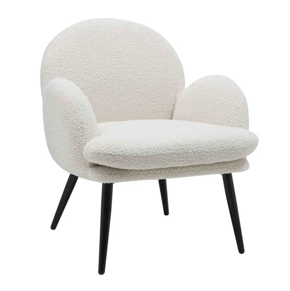 Fauteuil en tissu effet laine bouclette blanc - oria