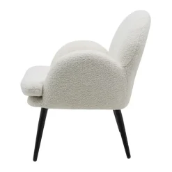 Fauteuil en tissu effet laine bouclette blanc - oria