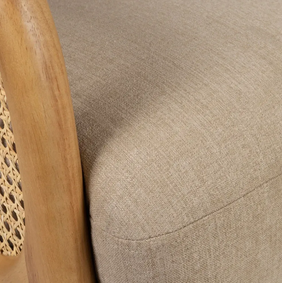 Fauteuil en tissu et hévéa beige - Firmin