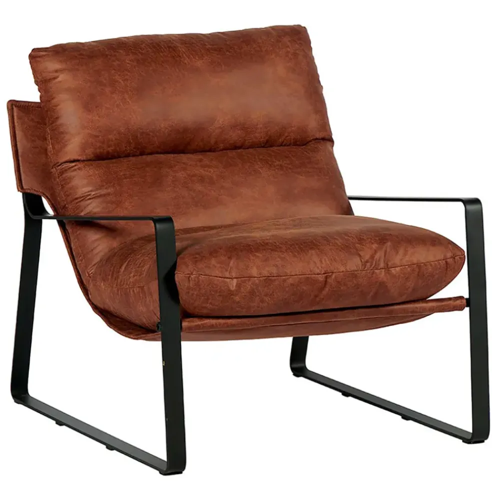 Fauteuil en tissu imitation cuir havane - Torsten